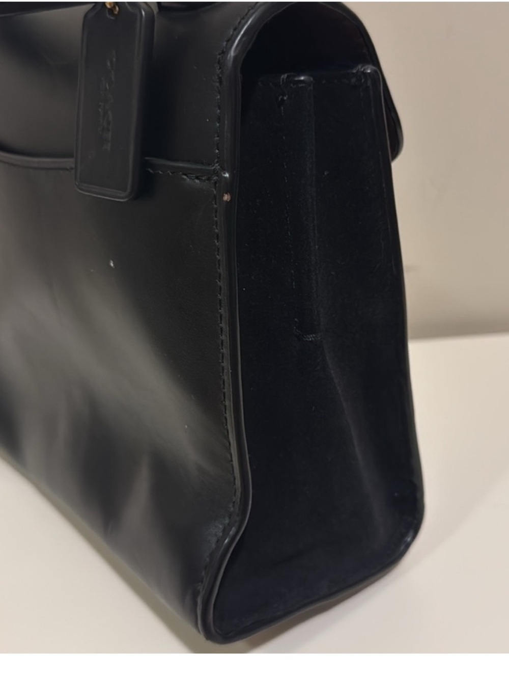 Coach✨ Leather Top Handle Crossbody Bag-Tan/Black. - Picture 12 of 15